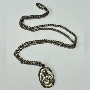 Marked Chapel Sterling Sacred Heart of Jesus Religious Medallion Necklace